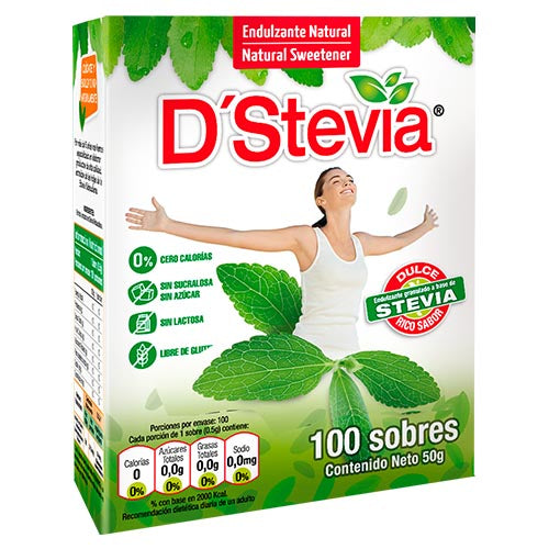 Endulzante Granulado de Stevia 100 Sobres - D'Stevia