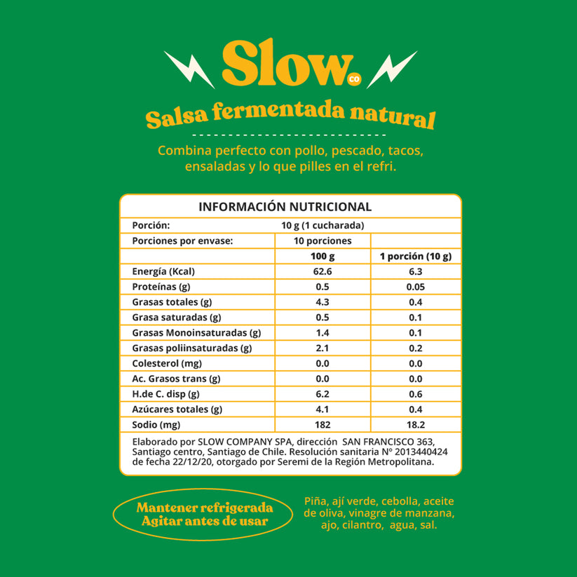Slow Piña y Ají Verde Salsa Fermentada 100ml - Slow Company