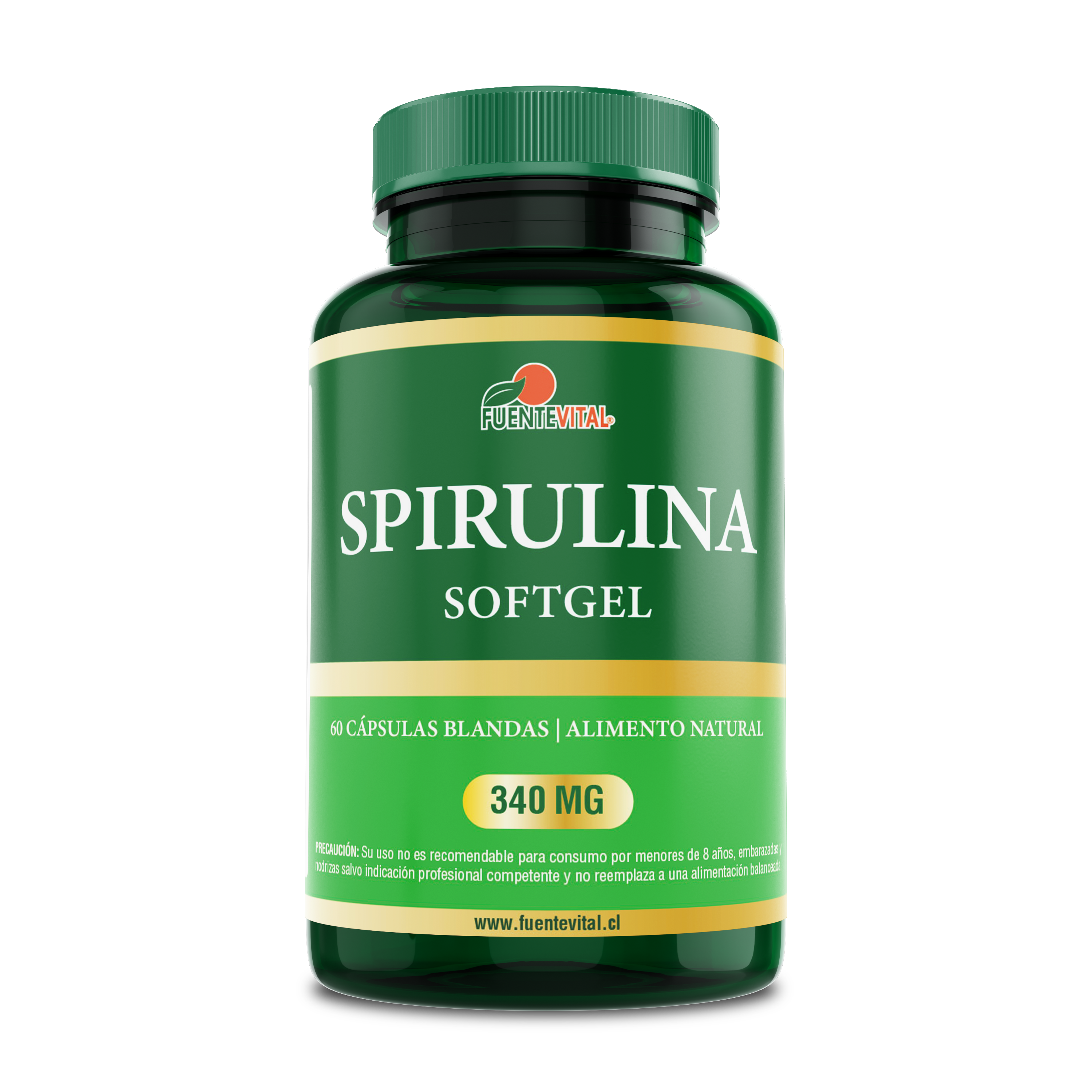 Spirulina 340mg 60 Cápsulas Softgel (2 meses) - Fuente Vital-Fuente Vital-Mercado Silvestre