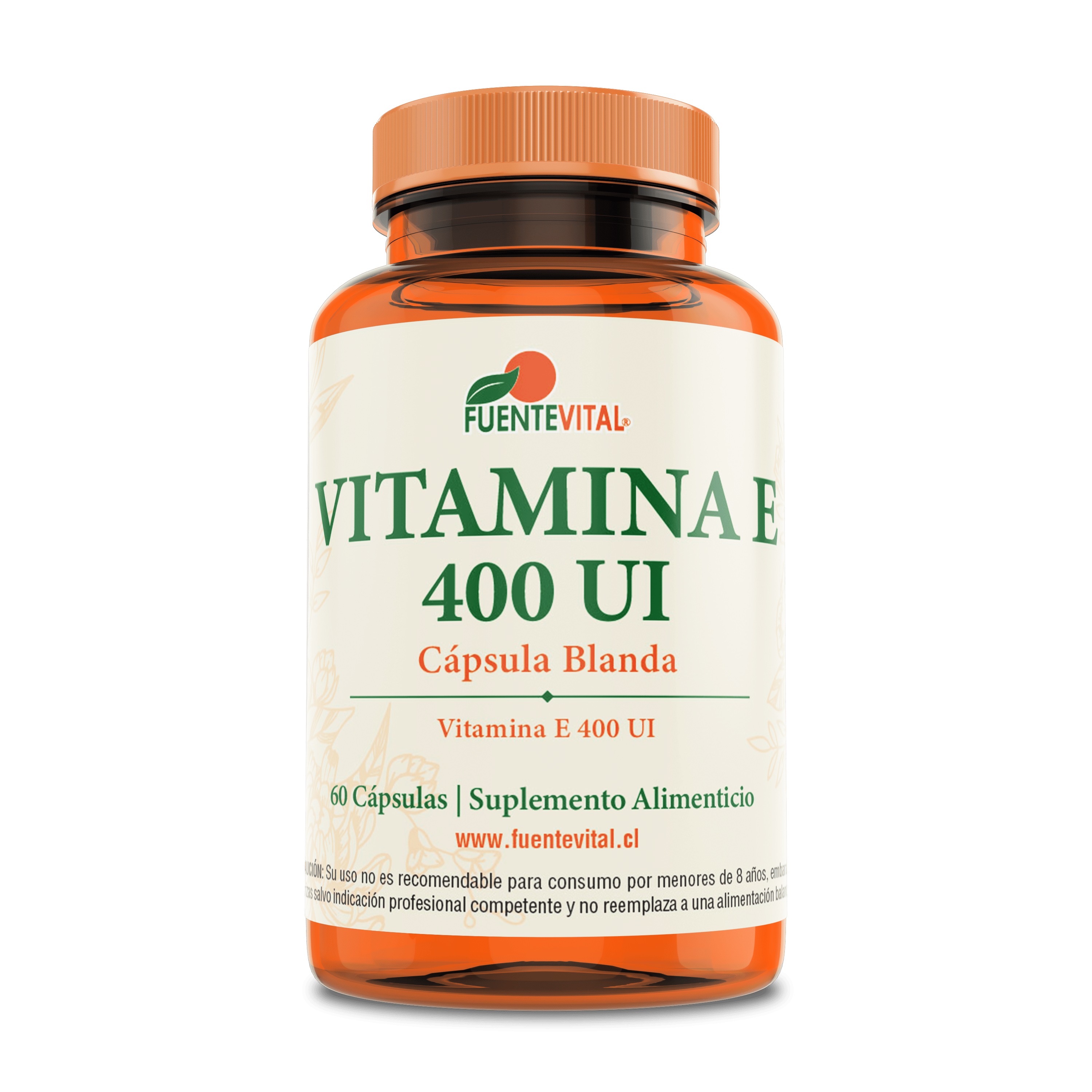 Vitamina E 400 UI - 60 Cápsulas Softgel (2 meses) - Fuente Vital