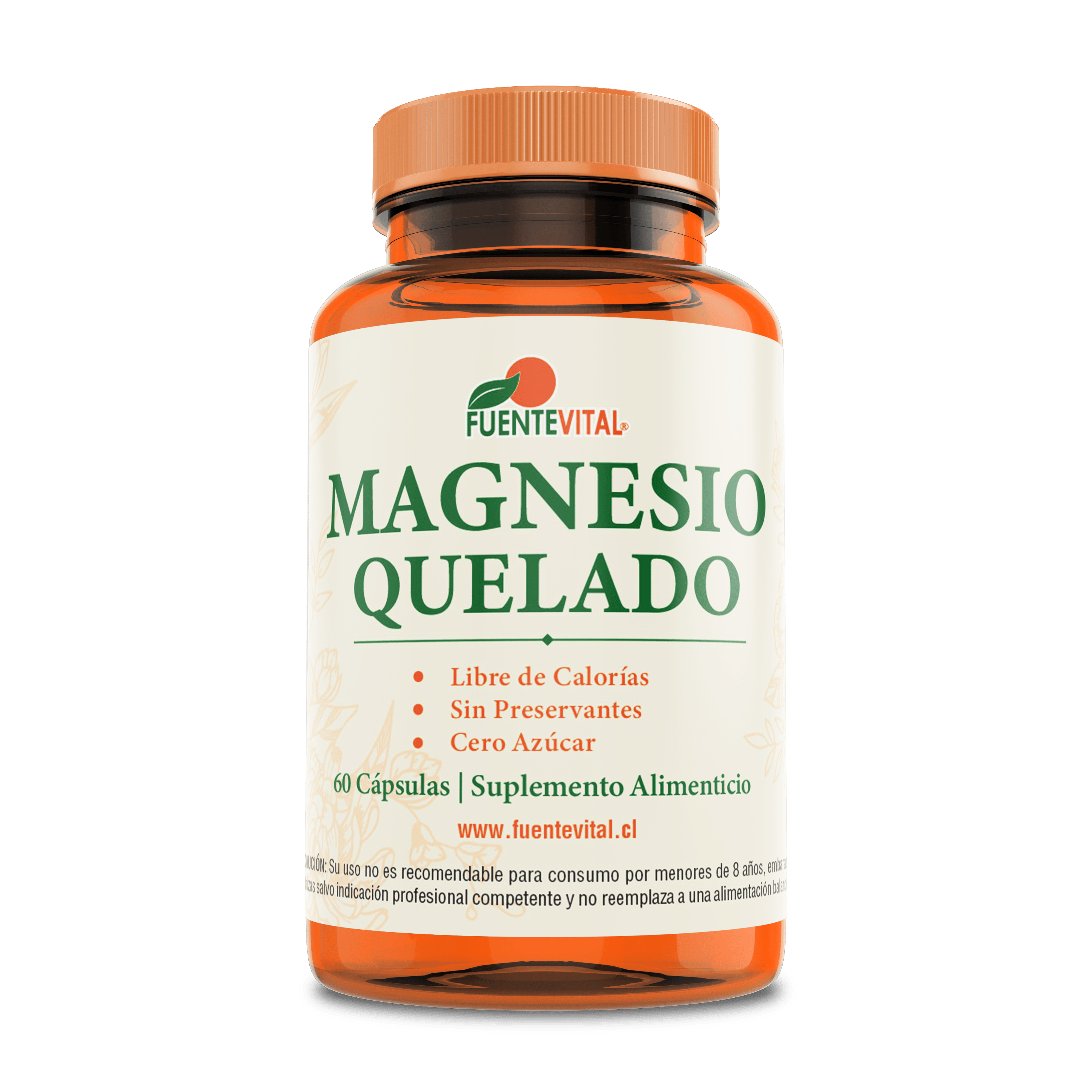 Magnesio Quelado Citrato 600mg - 60 Cápsulas Vegetales (2 meses) - Fuente Vital