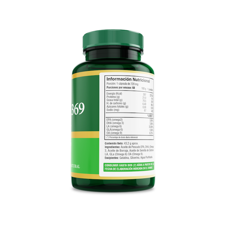 Omega 3-6-9 720mg 60 Cápsulas Softgel (2 meses) - Fuente Vital-Vitaminas-Mercado Silvestre
