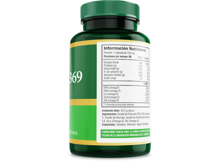 Omega 3-6-9 720mg 60 Cápsulas Softgel (2 meses) - Fuente Vital