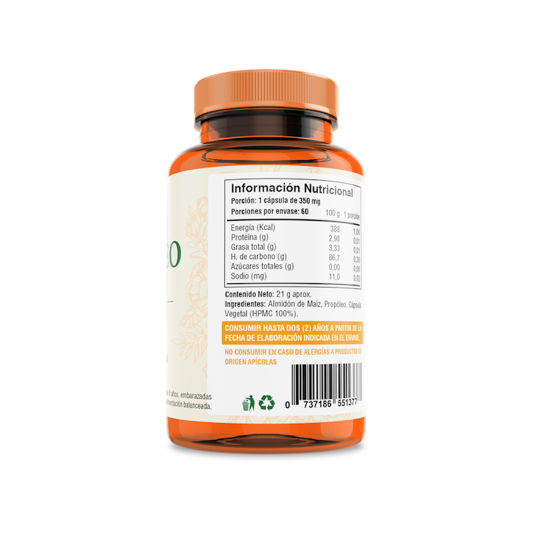 Propóleo Micropulverizado 350mg 60 Cápsulas (2 meses) - Fuente Vital-Vitaminas-Mercado Silvestre