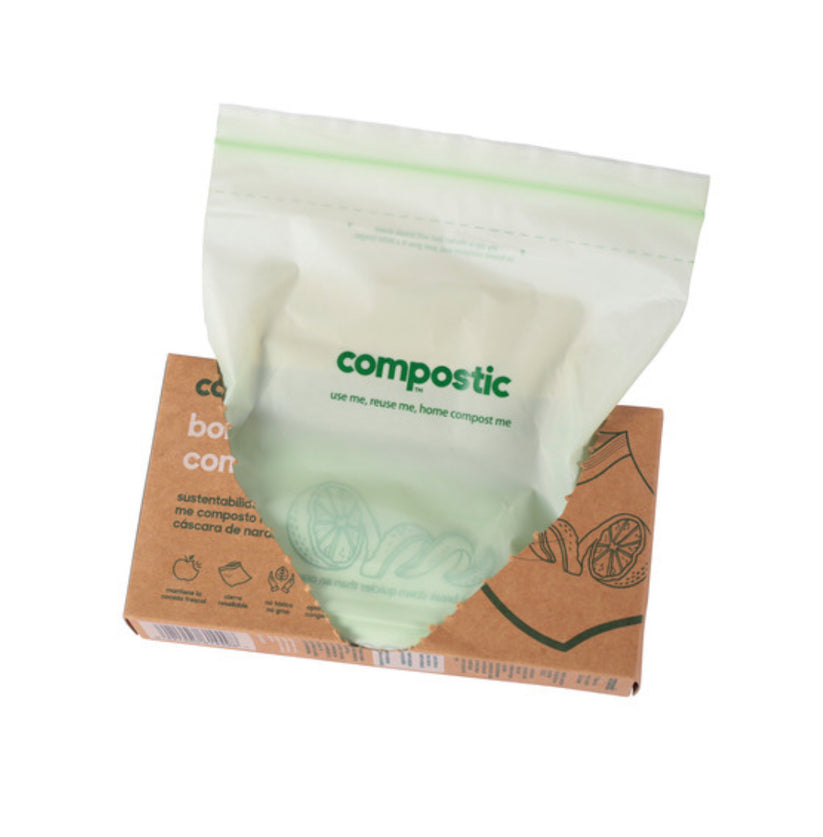 Bolsas Reutilizables Compostables con Cierre (Tamaño Sándwich) – 15 Unidades – Compostic