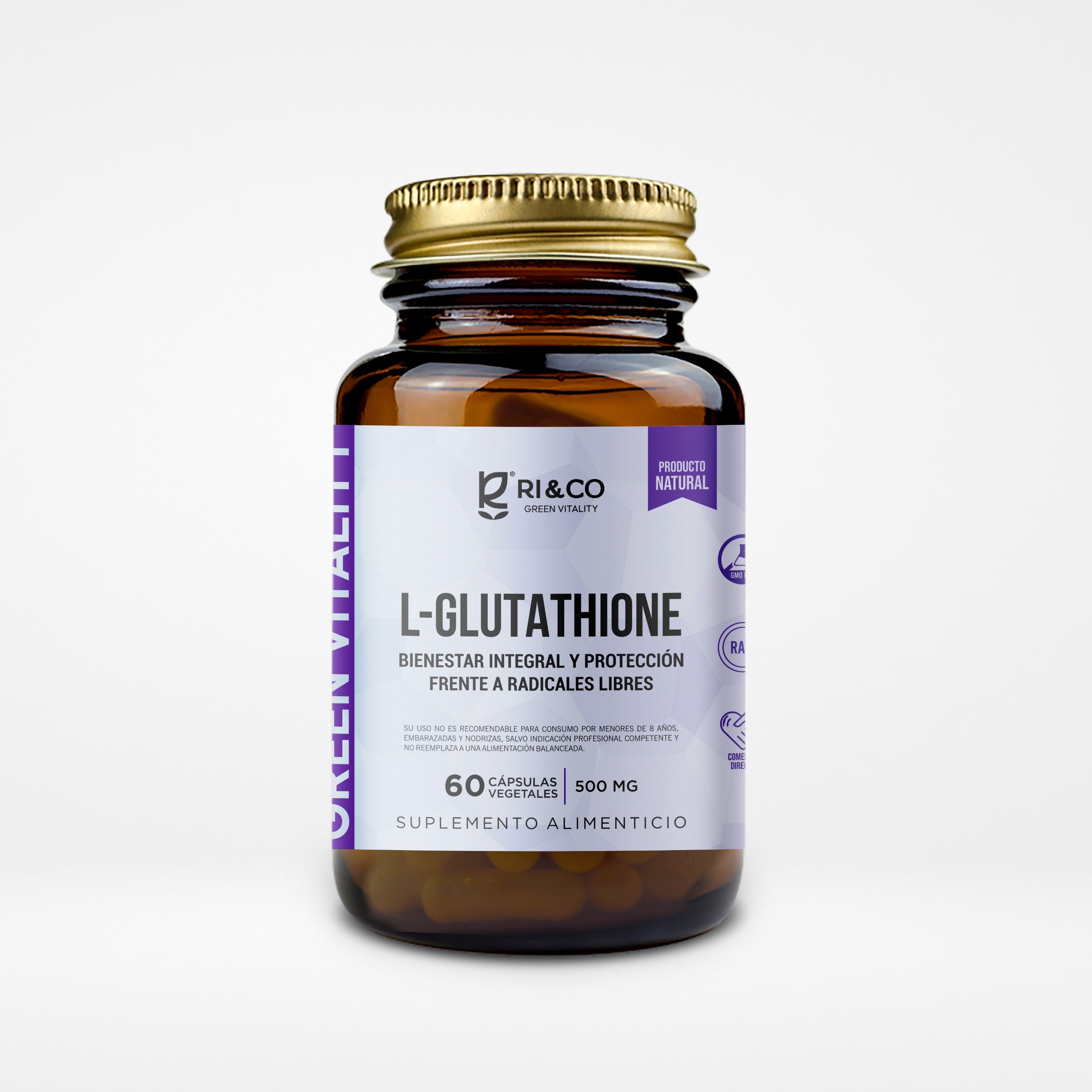 L-Glutathione 500mg – Antioxidante Maestro y Protección Celular | 60 Cápsulas Vegetales (1 Mes) – RI&CO