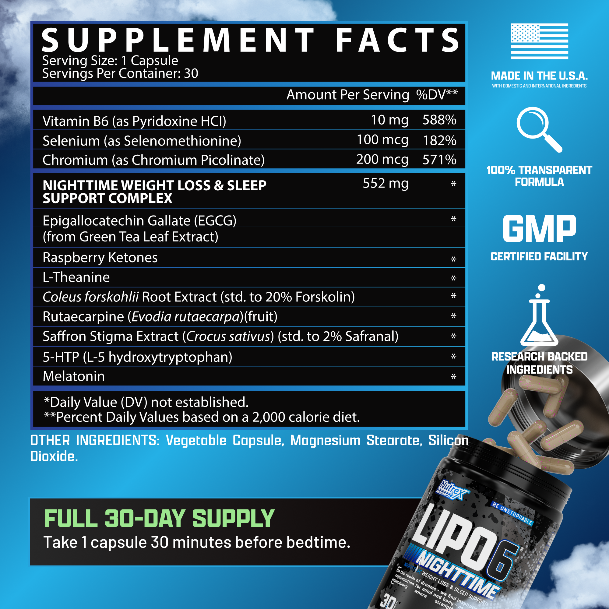 Lipo 6 Black Nighttime 60 Cápsulas (2 meses) - Nutrex-Vitaminas-Mercado Silvestre