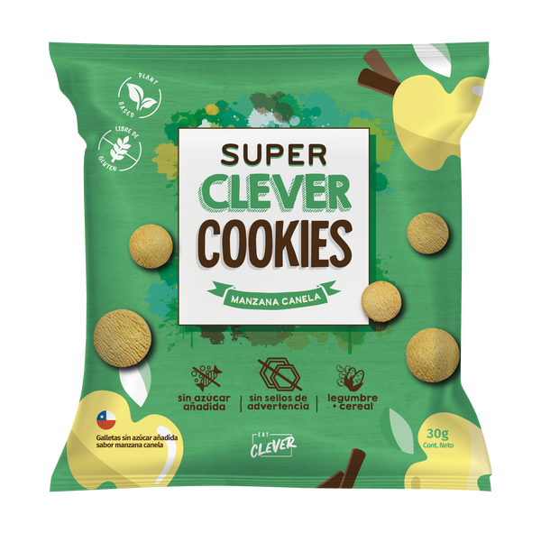 Super Clever Cookies Mini Manzana Canela 30g - Eat Clever