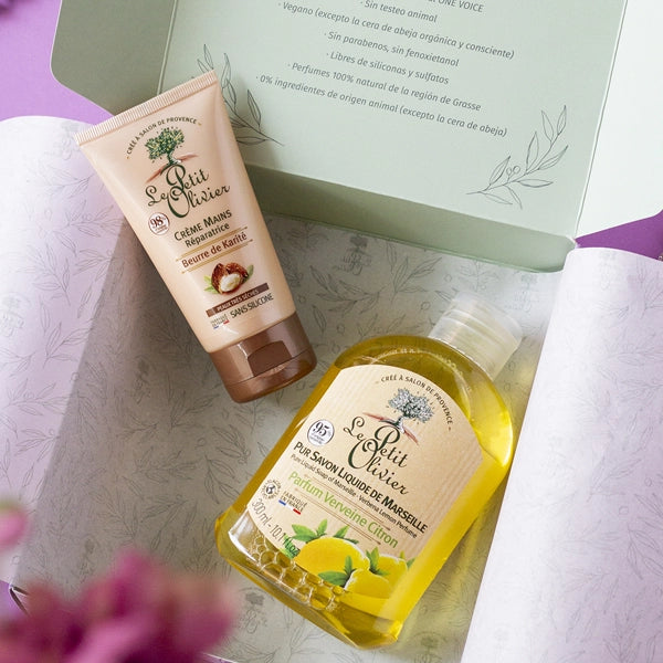 Set de Regalo Crema Manos Karite 75ml & Jabón Líquido Verbena Limón 300ml - Le Petit Olivier-Belleza Natural-Mercado Silvestre