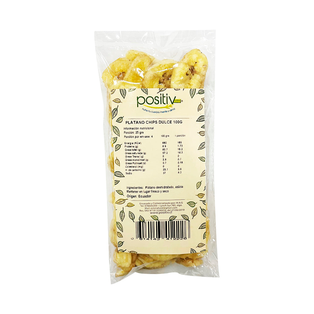 Plátano Chips Dulces 100gr - Positiv-Frutos Deshidratados-Mercado Silvestre