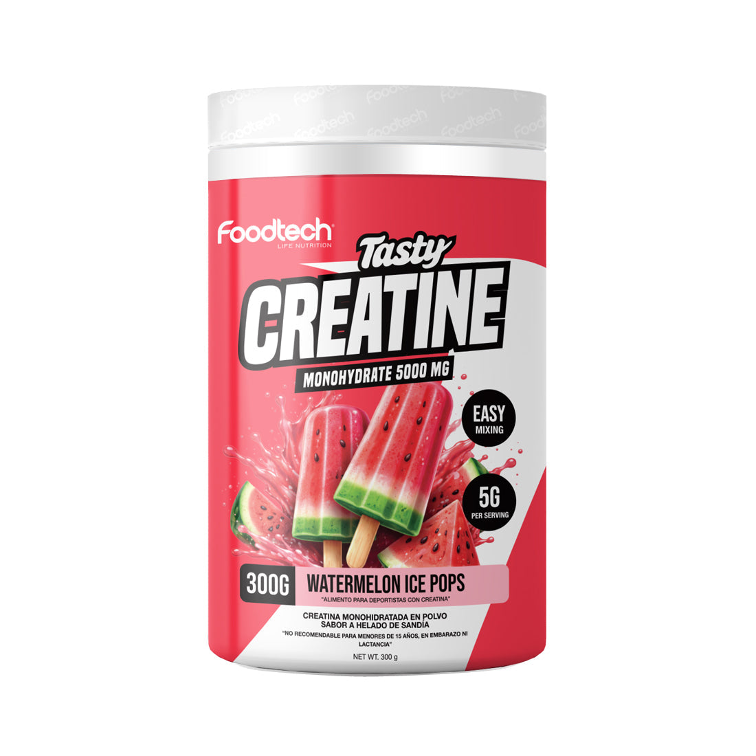 Creatina Monohidratada 300g (57 porciones) – Watermelon Ice Pops - Tasty Creatine - Foodtech