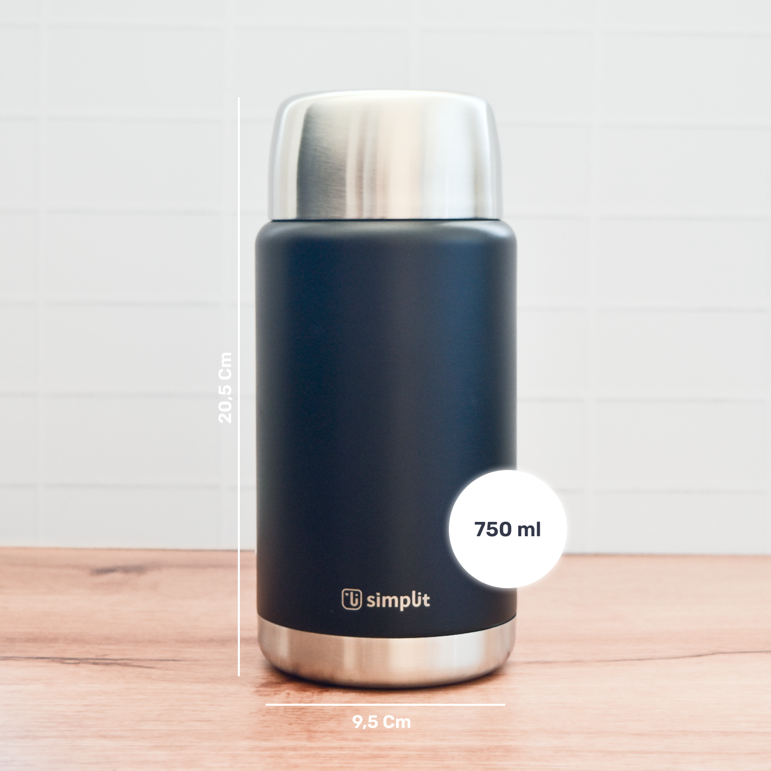 Termo de Comida Insulado Acero Inox 750 ml Negro - Simplit-Hogar-Mercado Silvestre