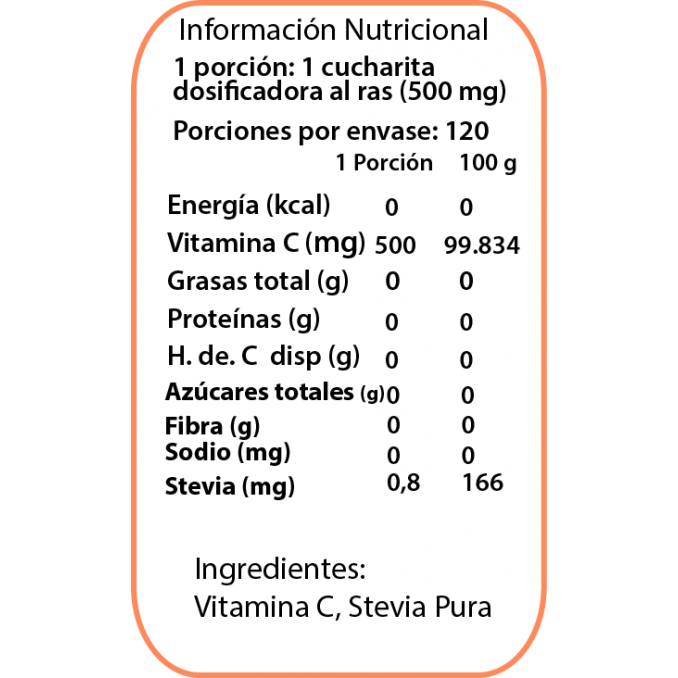 Vitamina C 500mg - 120 porciones - Dulzura Natural-Vitaminas-Mercado Silvestre