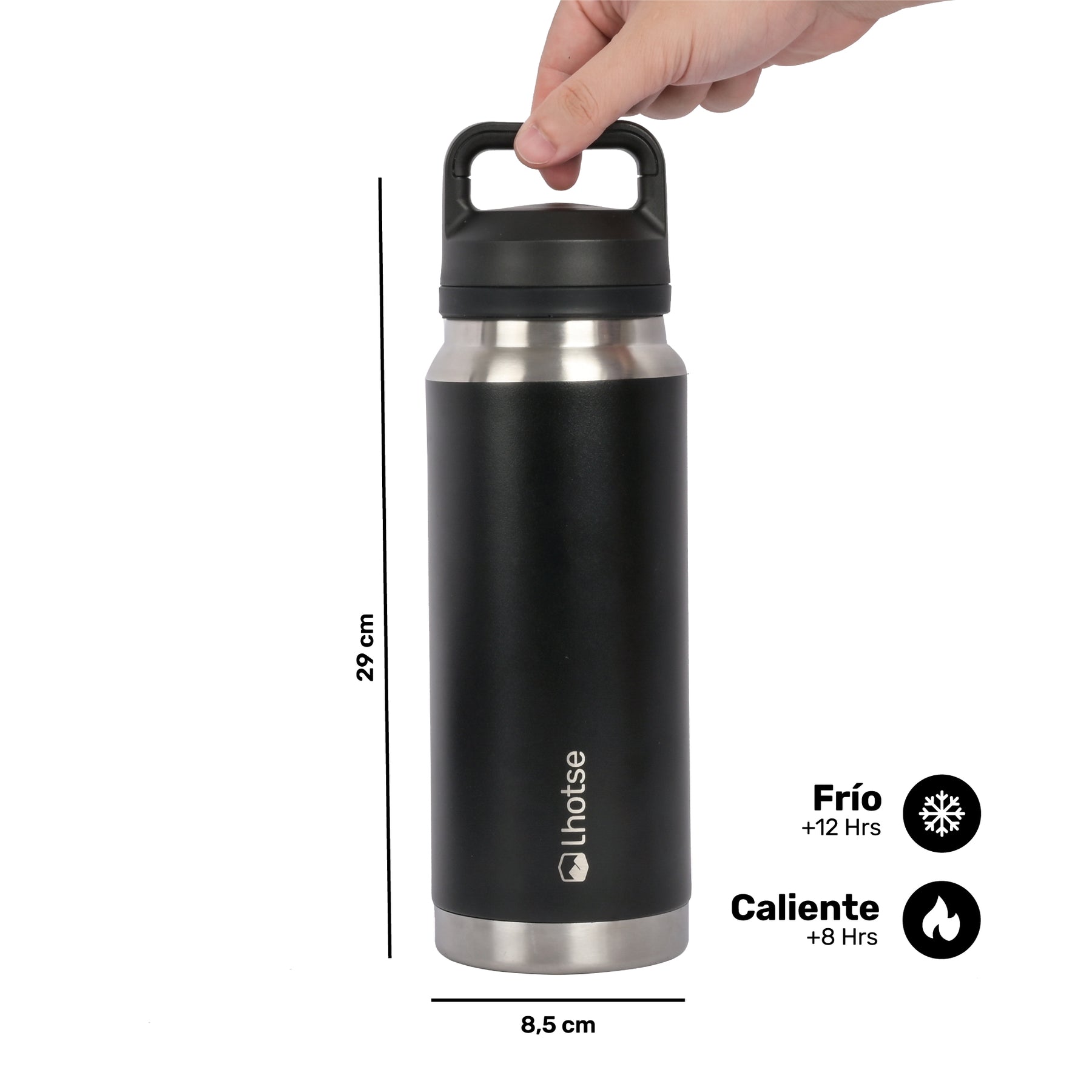 Botella Térmica Insulada Indo Negra 800 ml - Lhotse