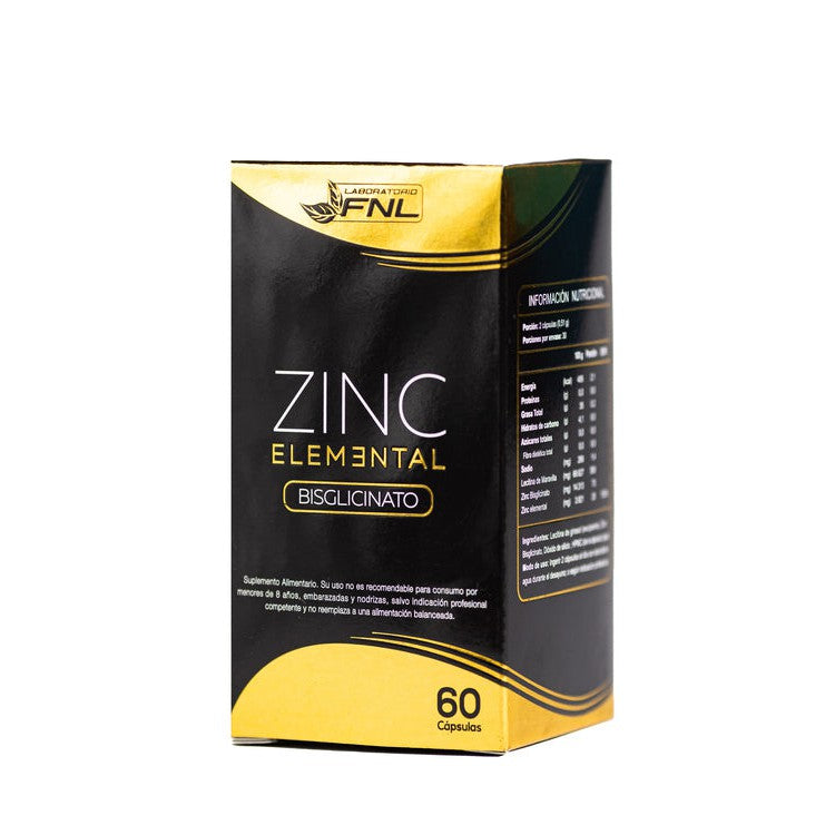 Zinc Elemental Bisglicinato 60 Cápsulas (1 mes) - FNL-Vitaminas-Mercado Silvestre