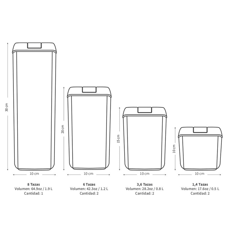 Set de 7 Contenedores Herméticos Plástico - Simplit
