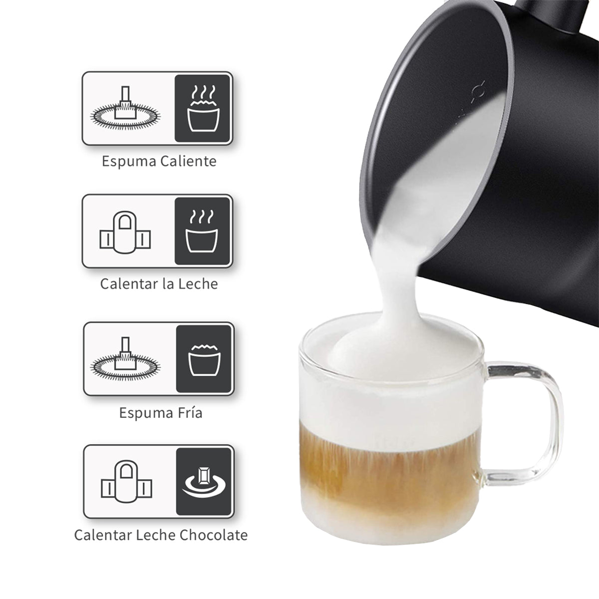 Espumador de Leche 4 en 1 Negro - Simplit-Hogar-Mercado Silvestre