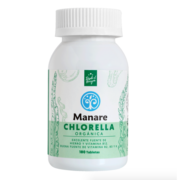 Chlorella Orgánica 180 tabletas - Manare-Superalimentos-Mercado Silvestre