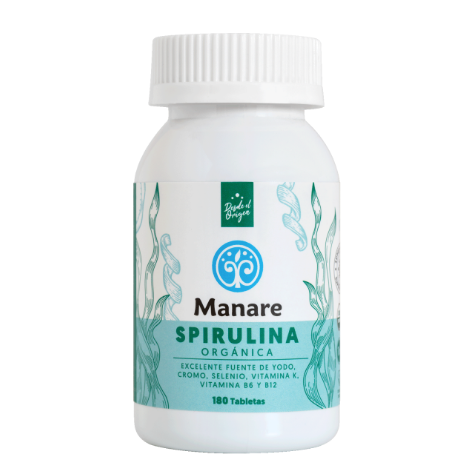 Spirulina Orgánica 180 tabletas - Manare-Superalimentos-Mercado Silvestre