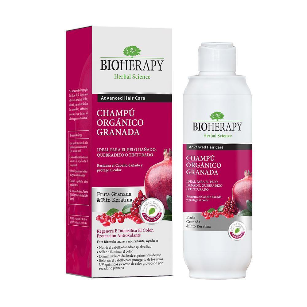 Shampoo Granada Orgánico 330ml - Bioherapy-Belleza Natural-Mercado Silvestre