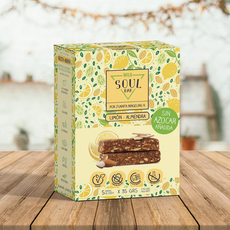 Barritas de Cereal Veganas Limón Almendra 5 unidades Soul Bar - Wild Foods-Snacks-Mercado Silvestre