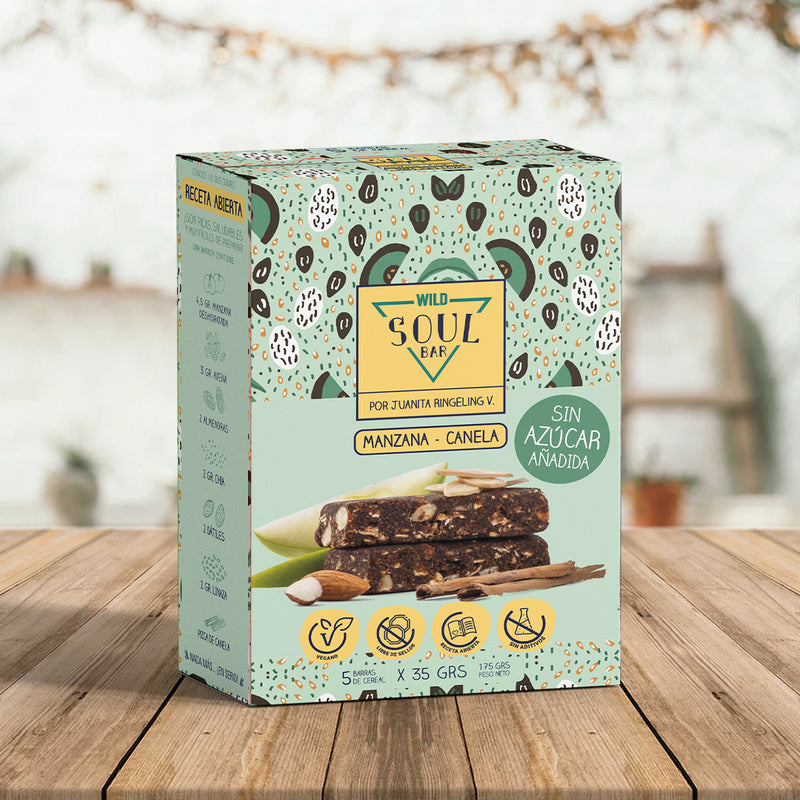 Barritas de Cereal Veganas Manzana Canela 5 unidades Soul Bar - Wild Foods-Snacks-Mercado Silvestre