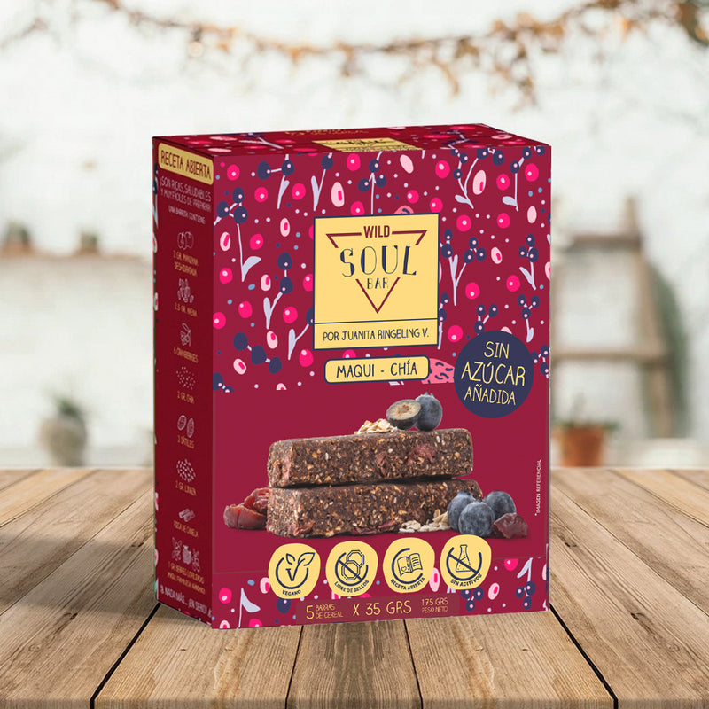 Barritas de Cereal Veganas Maqui Chía 5 unidades Soul Bar - Wild Foods-Snacks-Mercado Silvestre