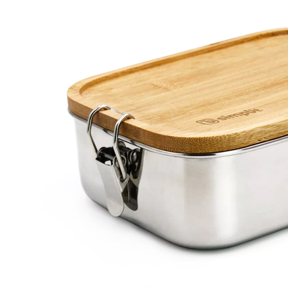 Tupper de Acero Inoxidable Tapa Madera 800 ml - Simplit-Hogar-Mercado Silvestre