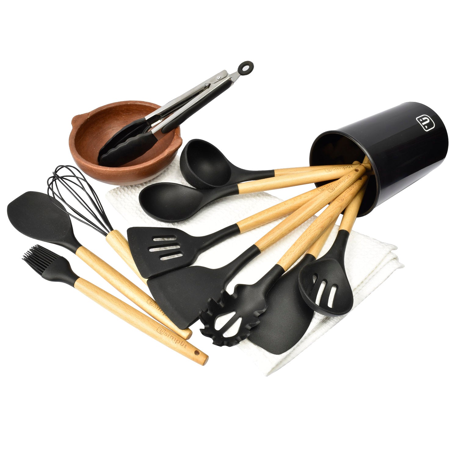 Set 12 Utensilios De Cocina Silicona Negro - Simplit-Hogar-Mercado Silvestre