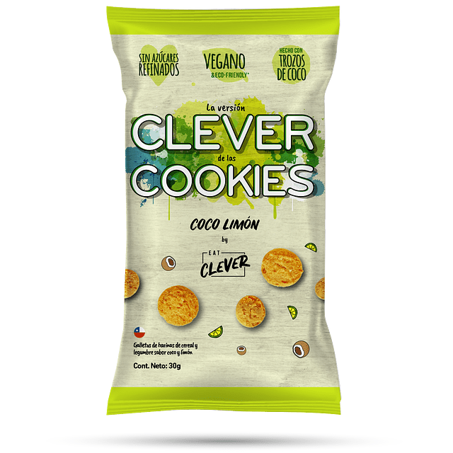 Galletas Coco Limón 30gr - Eat Clever-Snacks-Mercado Silvestre