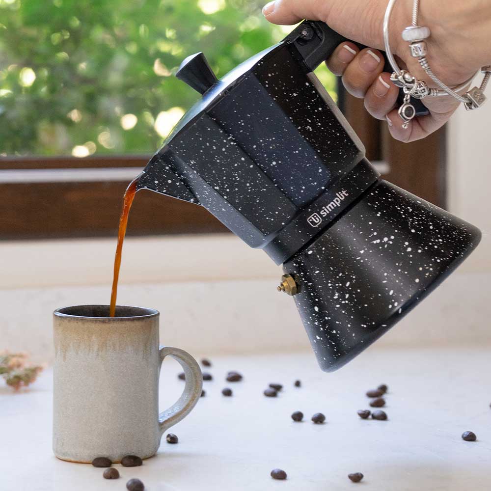 Cafetera Italiana Negra Granito 4 Tazas - Simplit-Hogar-Mercado Silvestre
