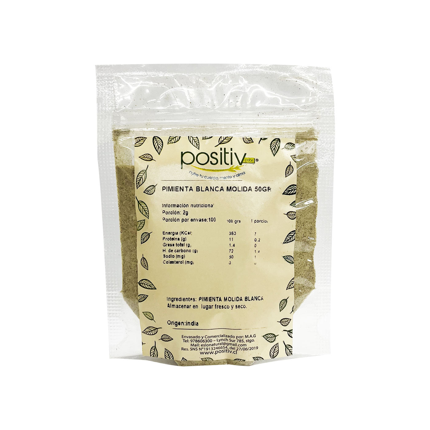 Pimienta Blanca Molida 50gr - Positiv-Especias y Condimentos-Mercado Silvestre