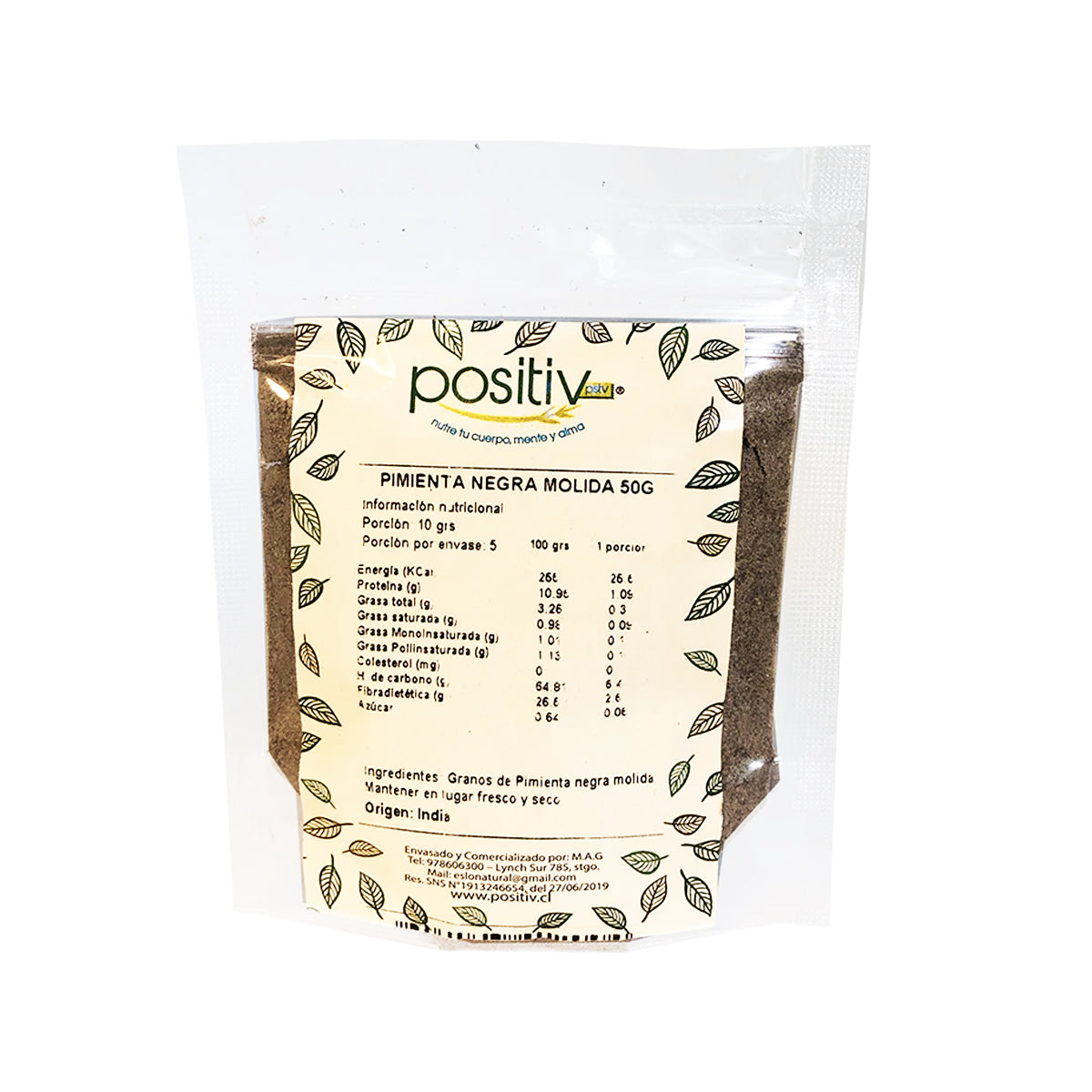 Pimienta Negra Molida 50gr - Positiv-Especias y Condimentos-Mercado Silvestre