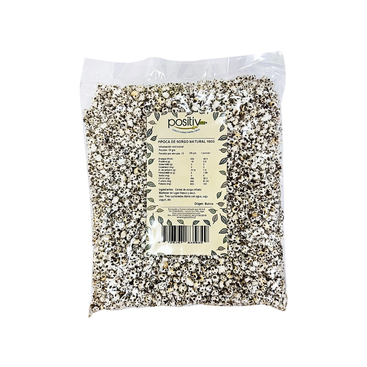 Pipoca de Sorgo Natural 100gr - Positiv-Cereales-Mercado Silvestre
