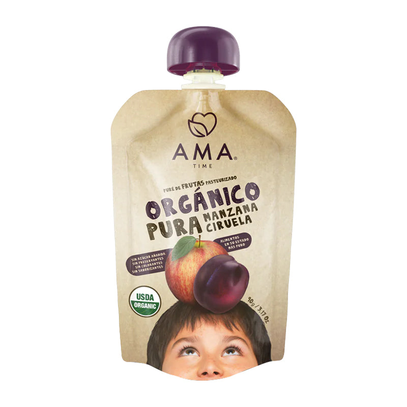 Puré Orgánico Manzana Ciruela 90gr - Ama Time-Snacks-Mercado Silvestre
