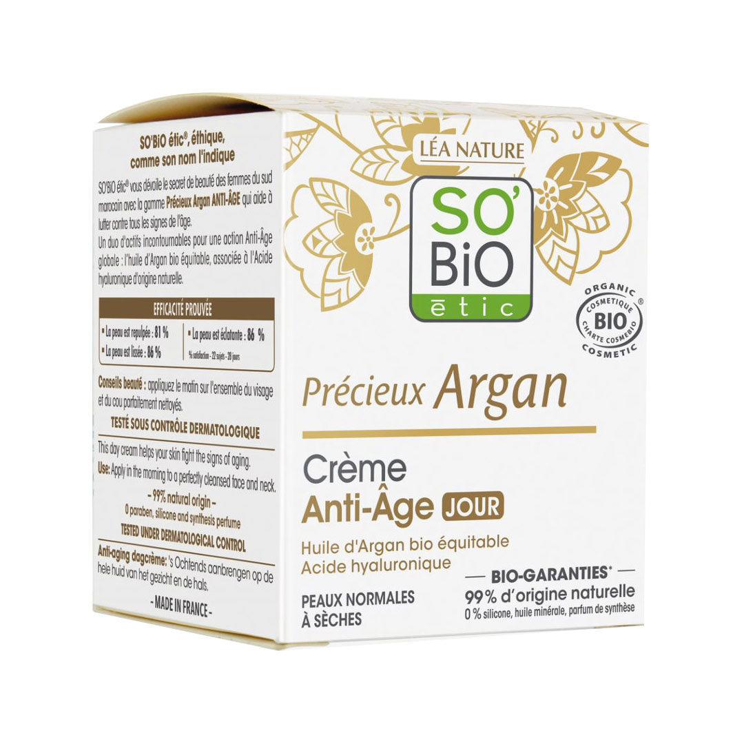 Crema de Día Anti Age Aceite de Argán con Ácido Hialurónico 50ml - So Bio Etic-Belleza Natural-Mercado Silvestre
