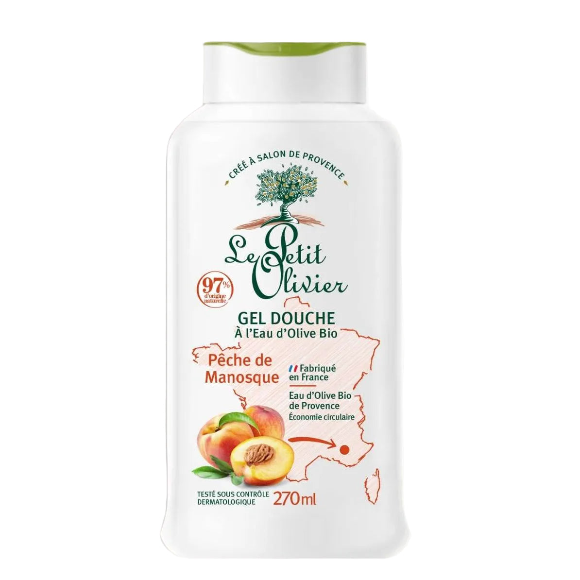 Gel Ducha Durazno con Agua de Oliva Orgánica 270ml - Le Petit Olivier
