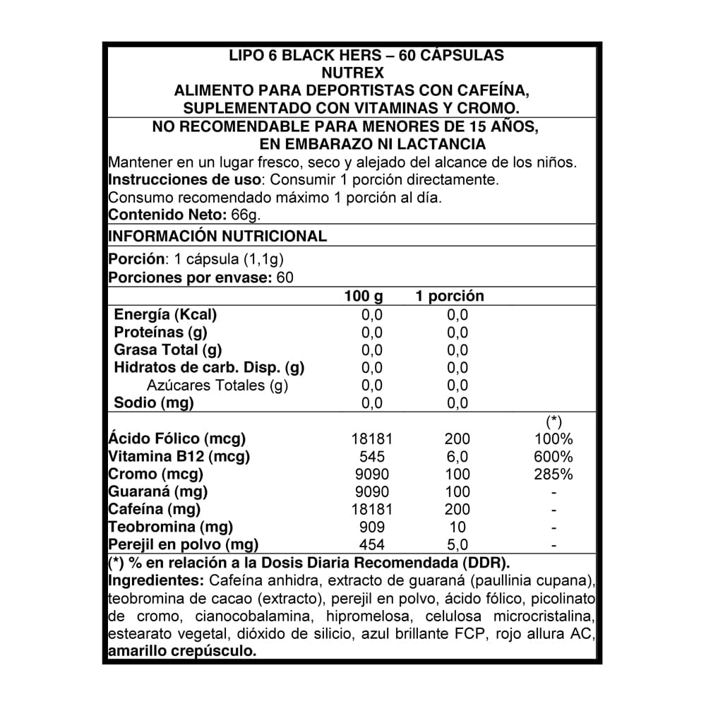 Lipo 6 Black Hers UC 60 Cápsulas (2 meses) - Nutrex-Vitaminas-Mercado Silvestre