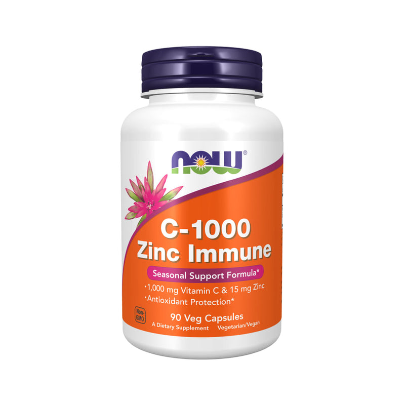 Vitamina C 1000mg & Zinc 15mg 90 Cápsulas (3 meses) - Now Foods