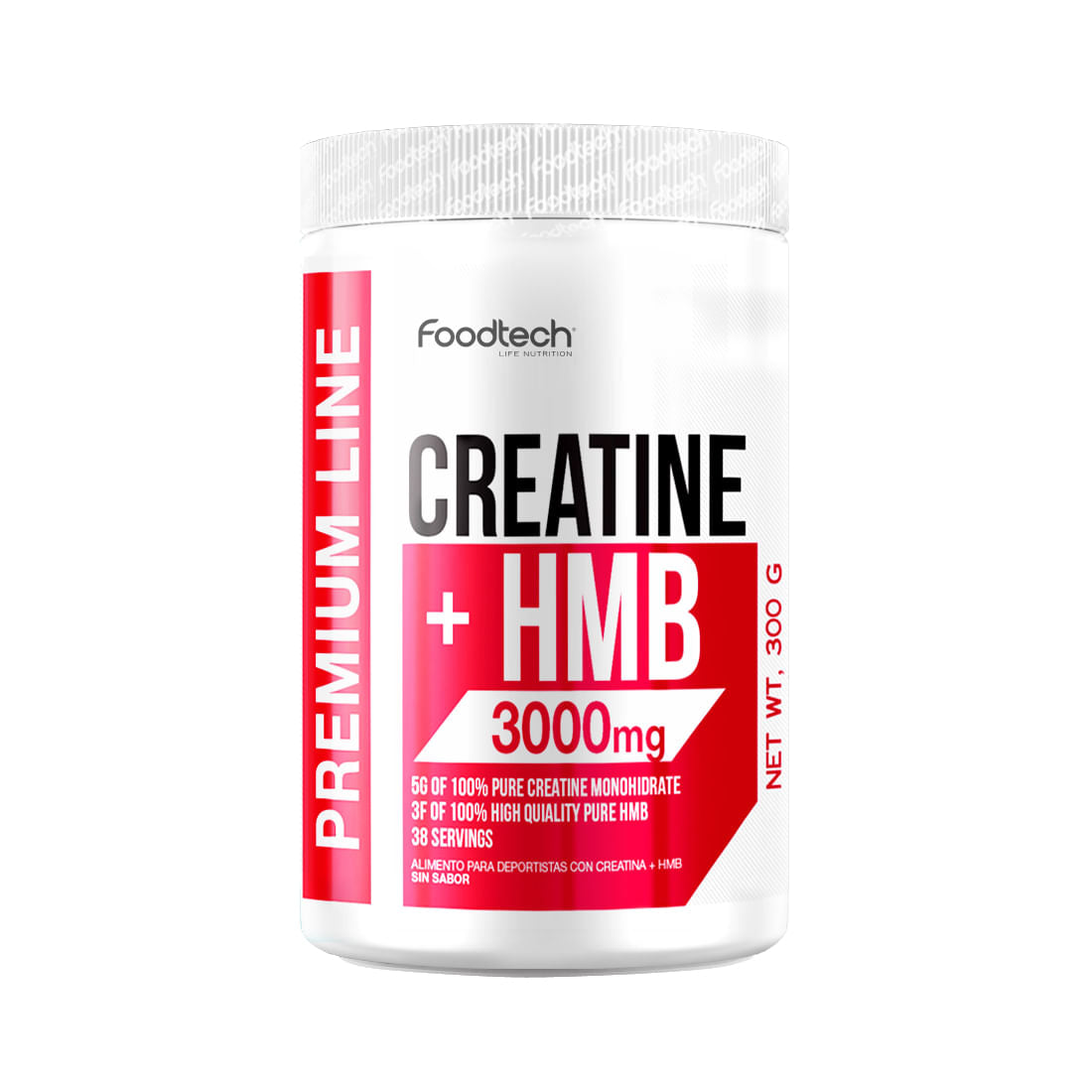 Creatina Monohidratada + HMB 3000mg - 300gr Sin Sabor - Foodtech