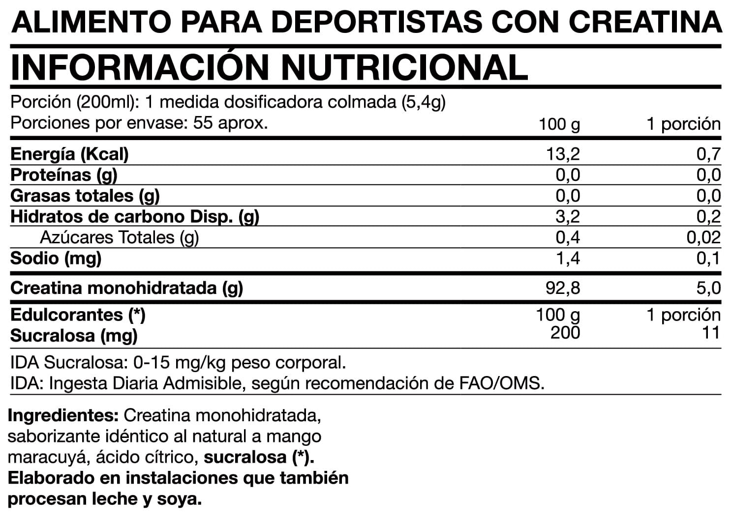 Creatina Monohidratada 300g (57 porciones) – Mango Passion Fruit - Tasty Creatine - Foodtech