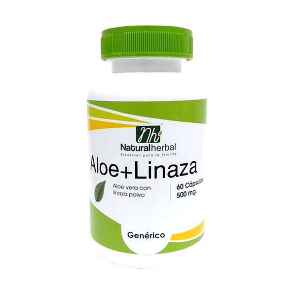Aloe Vera + Linaza 500mg 60 Cápsulas - Natural Herbal