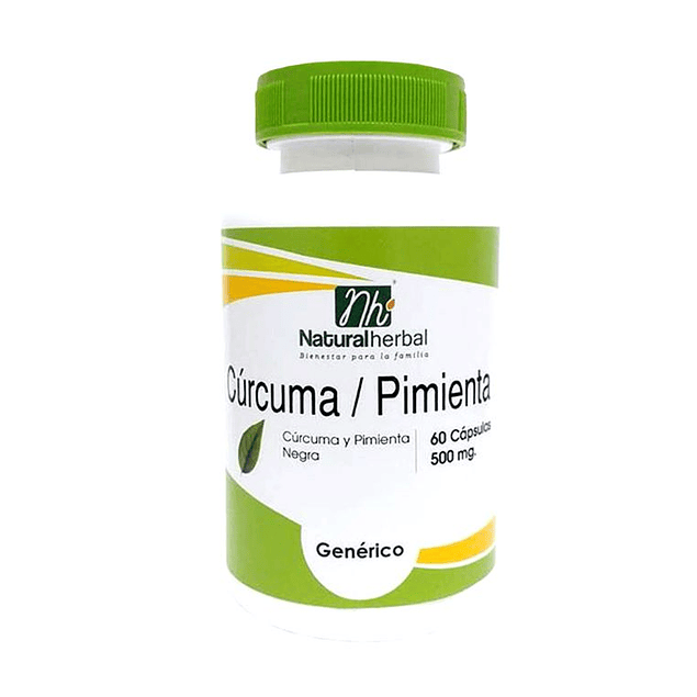 Cúrcuma + Pimienta 500mg 60 Cápsulas - Natural Herbal