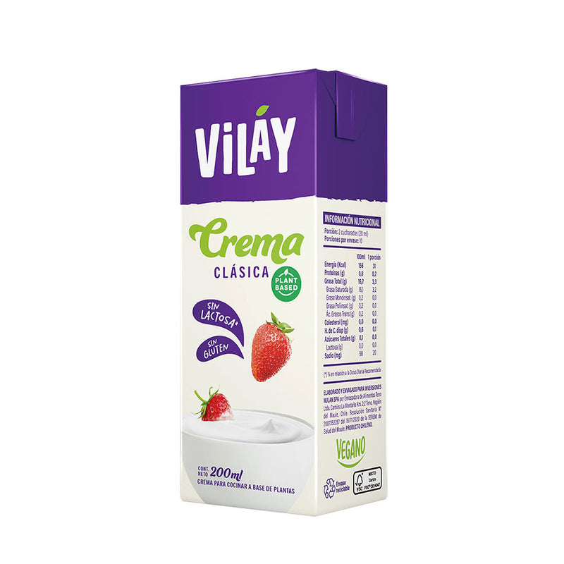 Crema Vegana Sin Lactosa 200ml - Vilay