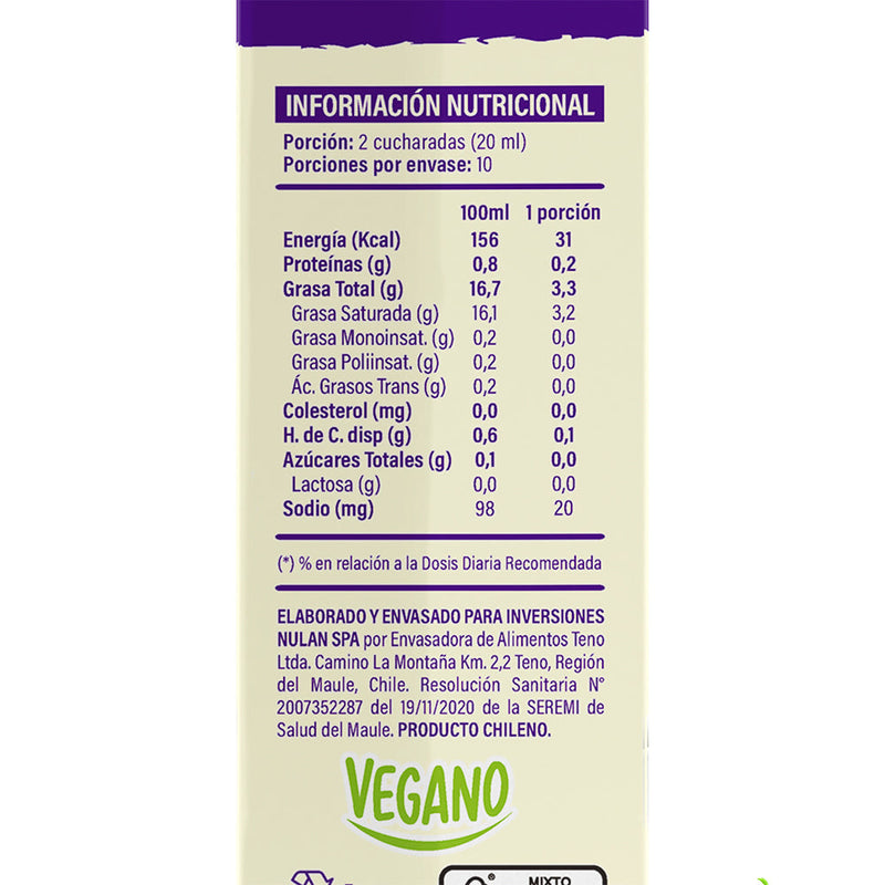 Crema Vegana Sin Lactosa 200ml - Vilay