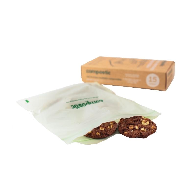 Bolsas Reutilizables Compostables con Cierre (Tamaño Sándwich) – 15 Unidades – Compostic