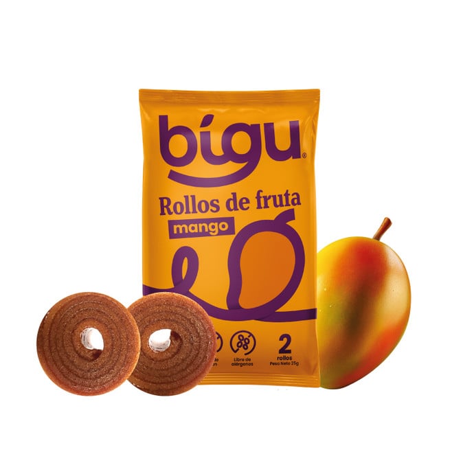 Caja de 5 Rollos de Mango 100% Fruta 25gr c/u - Bigu