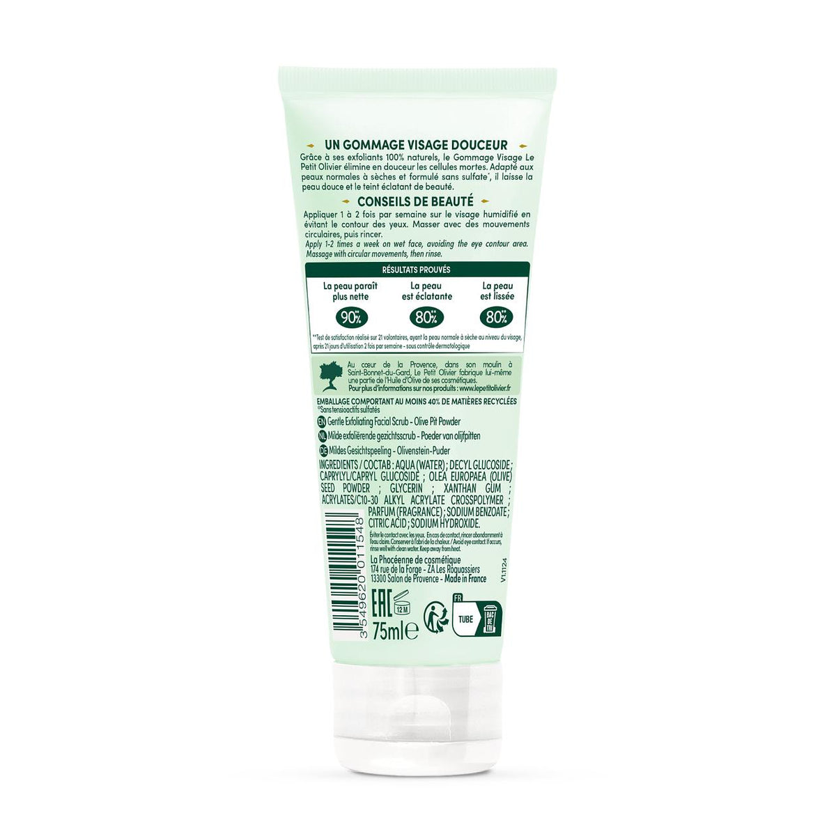 Exfoliante Facial Suave Cuesco de Oliva 75ml - Le Petit Olivier