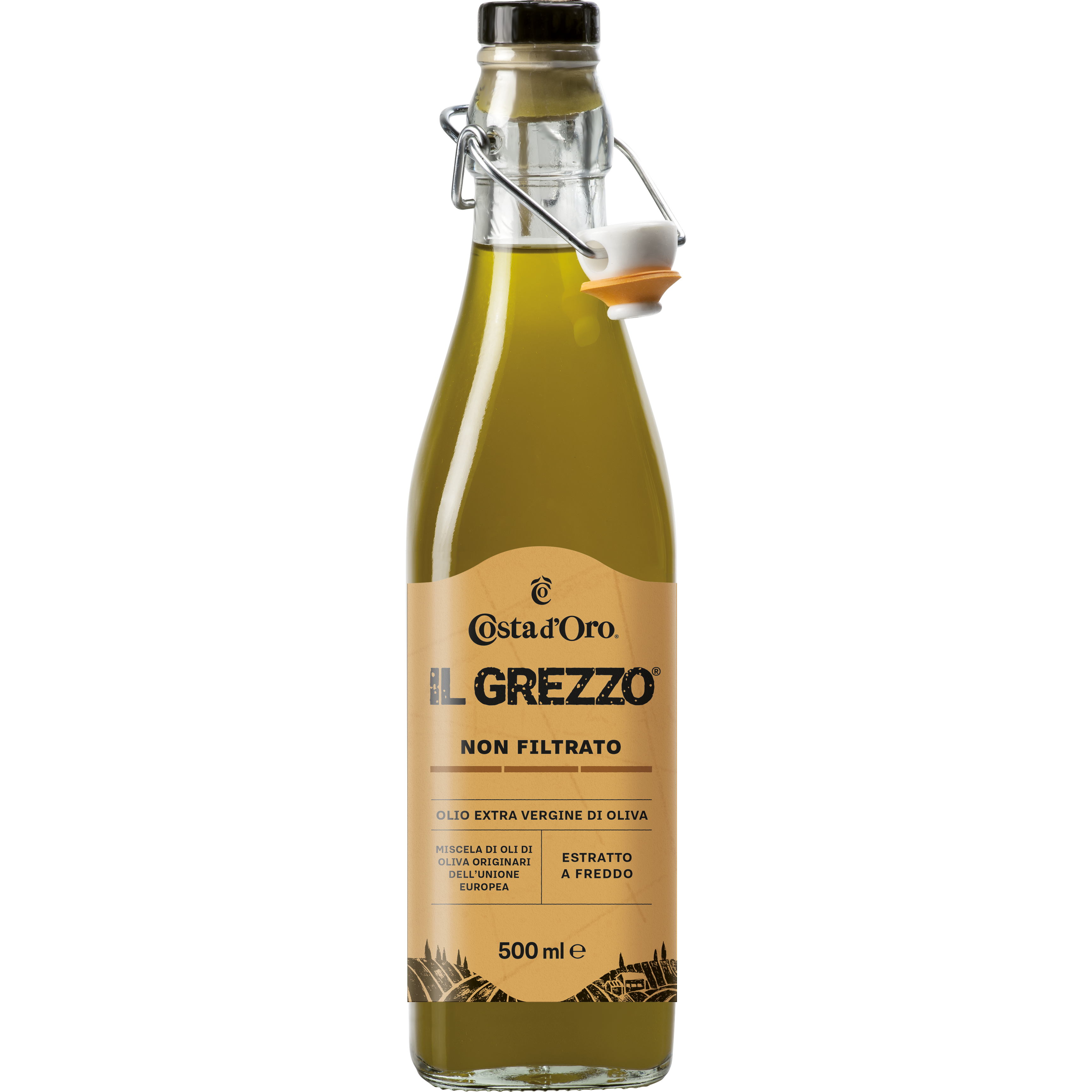 Aceite de Oliva Extra Virgen Premium Sin Filtrar 500ml – Il Grezzo Cold Extracted – 100% Italiano – Costa d’Oro