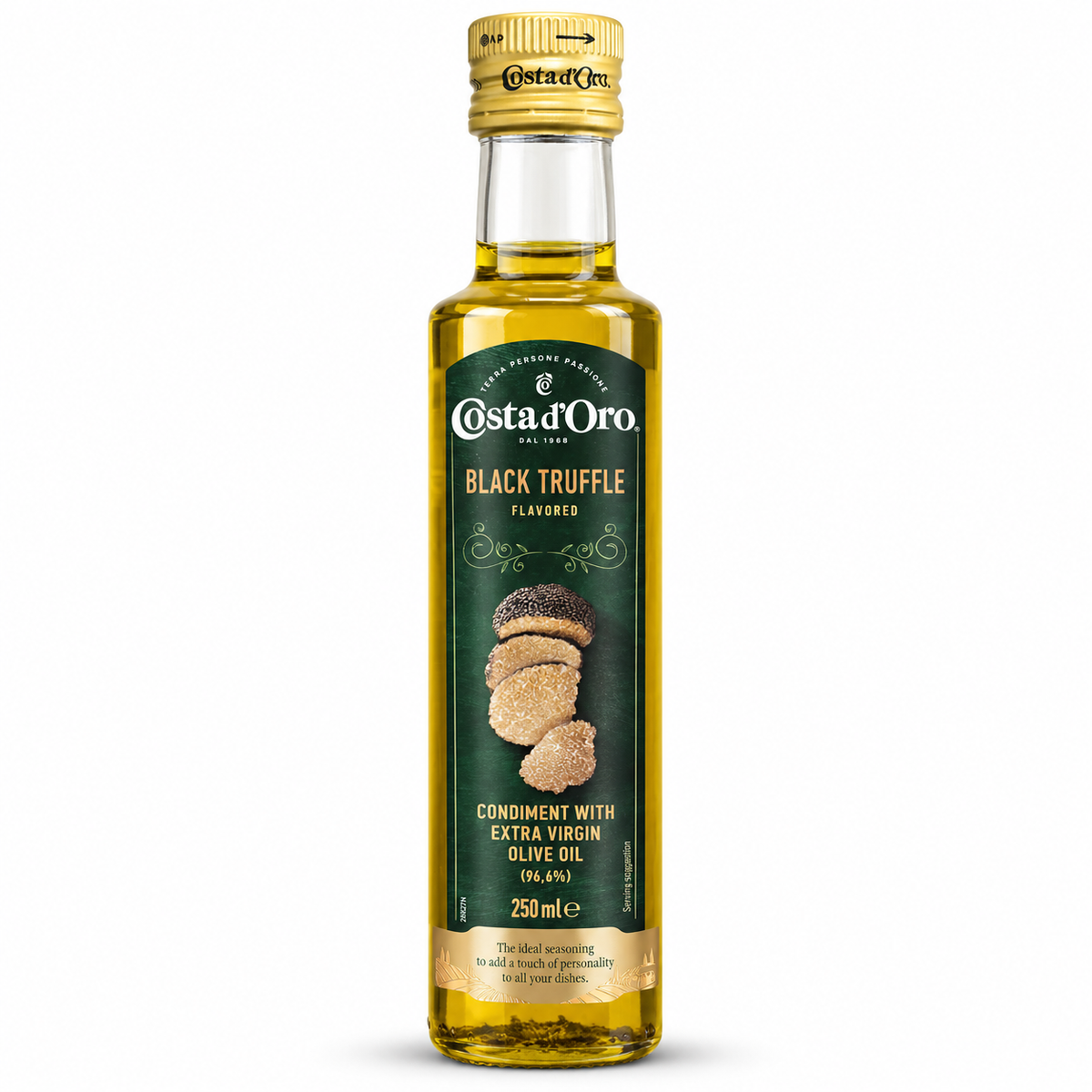 Aceite de Oliva con Trufa Negra 250ml - Condimento Gourmet Italiano - Costa d’Oro